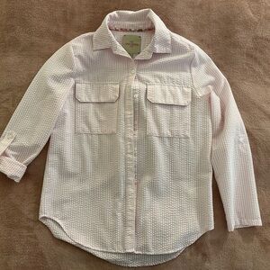 Casa Cabana Pink Striped Textured Button-Up Sailor Shirt Size XS